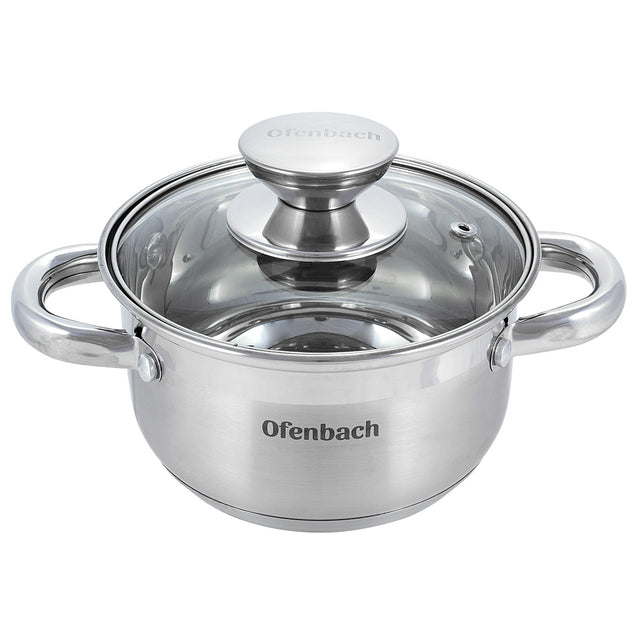 Garnek ze stali nierdzewnej z pokrywką 1l indukcja gaz ofenbach rondel 14 cm powłoka ceramiczna do sosów i podgrzewania