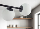 Lampa Sufitowa Wisząca Żyrandol nad stół Szklane Białe Kule 561-O6 Czarna do jadalni i salonu, 6-punktowa, gwint G9