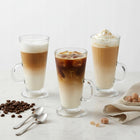 SZKLANKI DO LATTE herbaty Wysokie ZESTAW SZKLANEK do kawy 6szt + ŁYŻECZKI szkło 250 ml, bezbarwne, do mycia w zmywarce