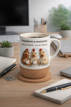 Kubek na odejście pożegnanie z pracy koleżanki 250ml z korkową podstawką ceramiczne naczynie na kawę lub herbatę