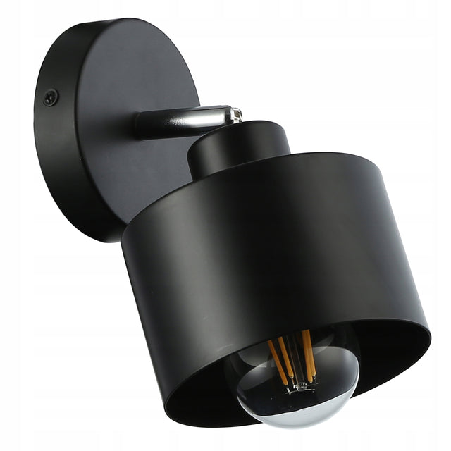 Kinkiet ścienny lampa wewnętrzna ruchomy E27 ścienna LED czarny metalowa oprawa kierunkowa do salonu, sypialni, 1 punkt, do 35 w