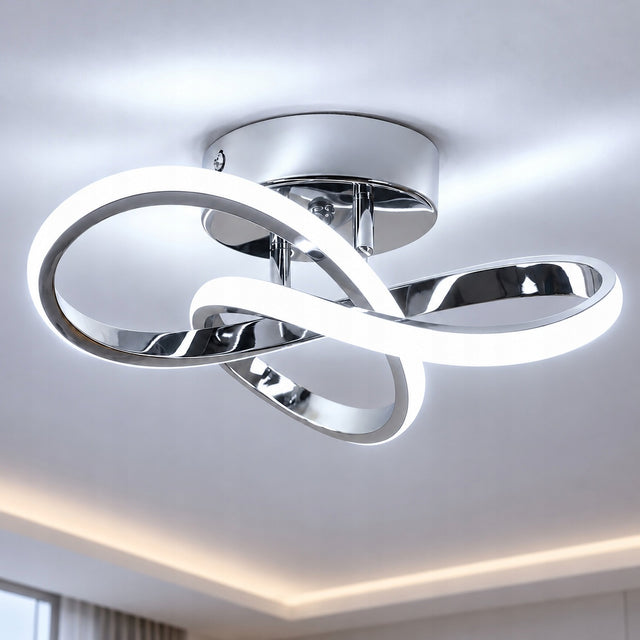 Lampa Sufitowa LED Plafon Srebrny Żyrandol Nowoczesny do Salonu 30W 6500K oprawa aluminiowa 30 cm, oświetlenie pokoju i sypialni