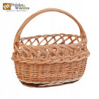 Kosz Wiklinowy na grzyby Koszyk na Zakupy Piknik ażur Polski pojemnik na owoce i warzywa, 15 l, beżowy, 35 × 23 × 33 cm