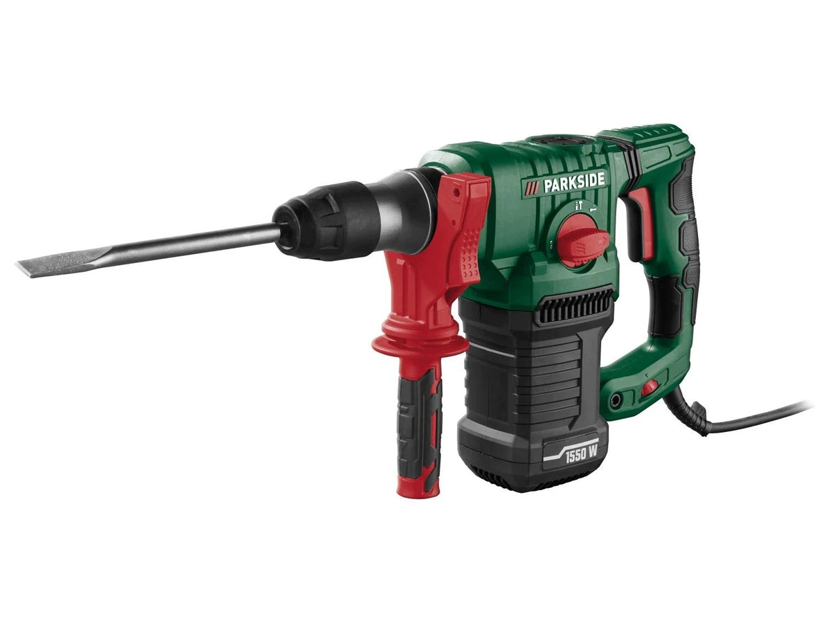 Parkside młotowiertarka udarowa PBH 1550W 5J sds-plus + akcesoria + walizka wiercenie w betonie, maks. średnica 32 mm