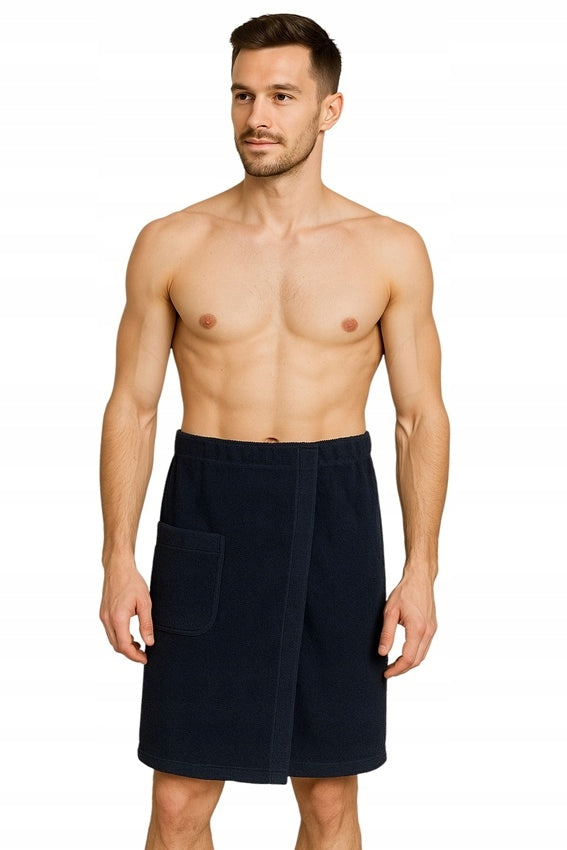 RĘCZNIK DO SAUNY MĘSKI kilt pareo męskie 100% BAWEŁNA PRODUKT POLSKI okrycie kąpielowe 150 x 60 cm niebieskie