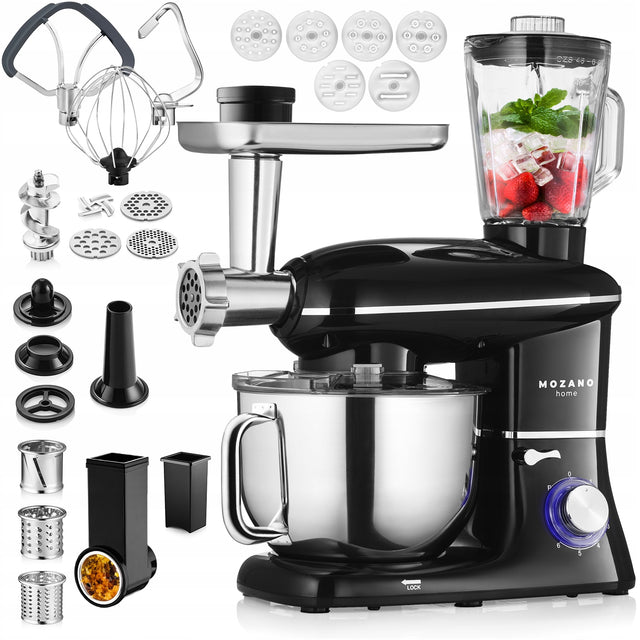 Robot planetarny kuchenny 6w1 misa 6,2l blender + szatkownica + mielenie mikser stojący 2000 w do ciasta, mięsa, lodu, ubijania i makaronu