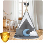Tipi namiot dla dzieci teepee Girlanda Poduszki duża mata stabilizator wigwam, iglo, szary domek do zabawy, wiek 3+