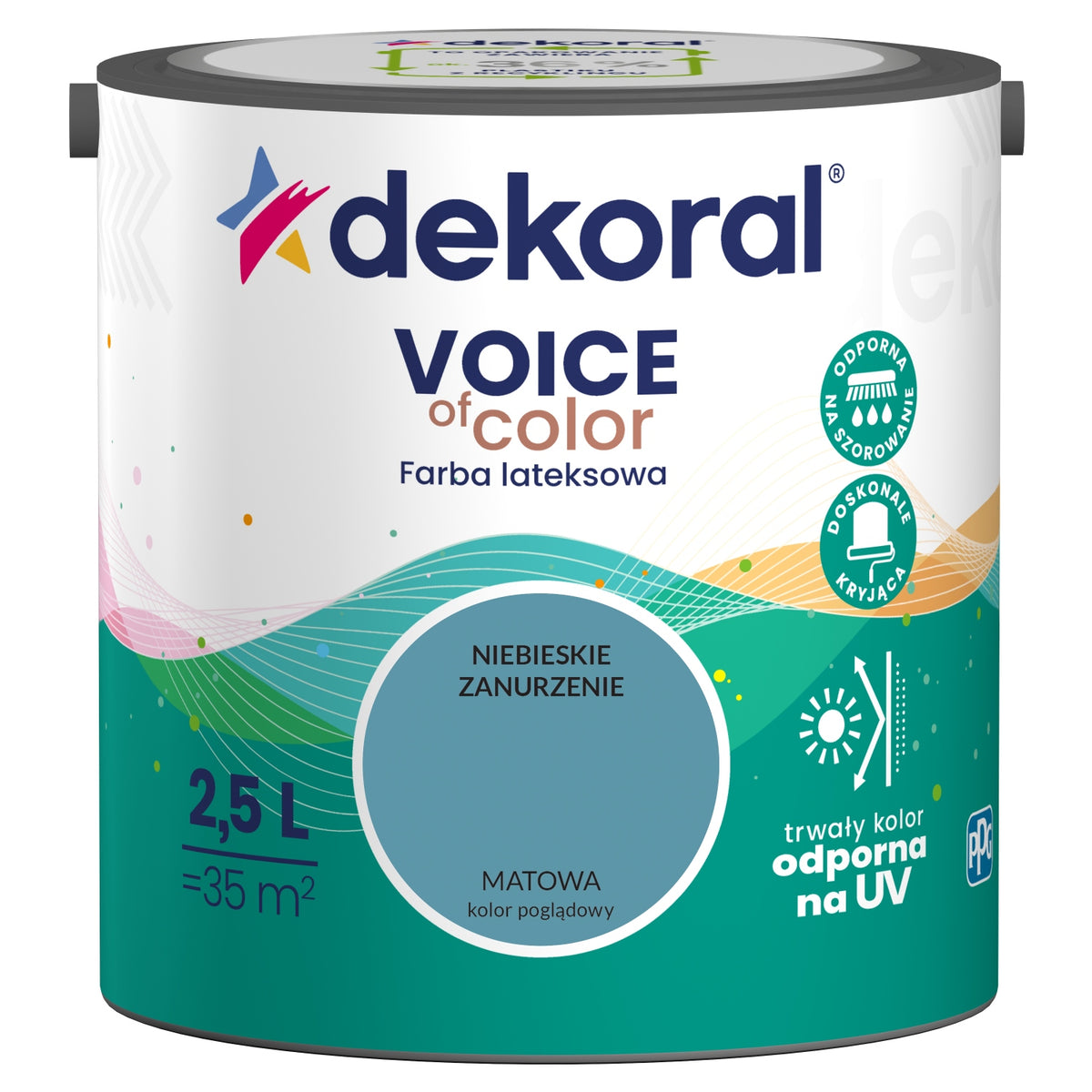 Dekoral Farba do ścian i sufitów Voice of Color niebieskie zanurzenie 2,5l lateksowa matowa do malowania wnętrz