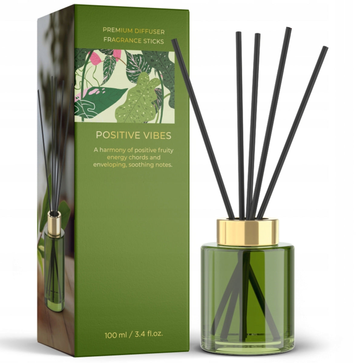 Dyfuzor positive vibes 100ml odświeżacz powietrza z patyczkami, aromatyzer do wnętrz, zapach do domu