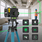 Poziomica laserowa 4D zielona 16 linii laser krzyżowy 360° ze statywem 2 baterie niwelator do glazury i remontów