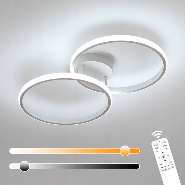 Lampa sufitowa biała LED plafon pierścień z pilotem nowoczesna do salonu 38W okrągła oprawa oświetleniowa ciepłe światło 31 cm