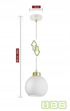 Lampa Wisząca Sufitowa Żyrandol Biała Szklana Kula White Glass EZ1 LED E27 oprawa do salonu, jadalni i sypialni, 1