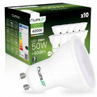10x Żarówka LED GU10 6W 4000K 600lm 120° wydajna NIE mruga premium CCD reflektorowa, neutralna biel, do lamp punktowych
