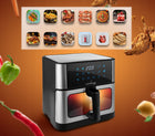 Frytkownica beztłuszczowa airfryer frytownica duża 12 programów 10l 1800W srebrny/szary