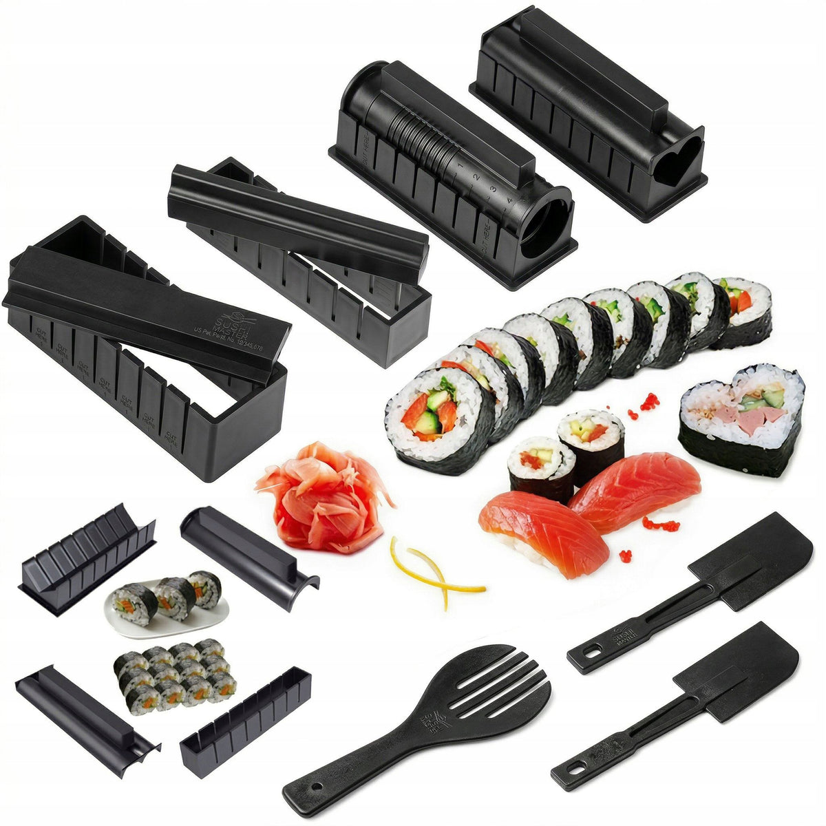 ZESTAW 10 FOREMEK DO SUSHI FORMA DO SUSHI KOMPLET AKCESORIA DO SUSHI wielorazowe kształtowanie ryżu, rolki japońskie