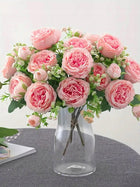 2 x bukiet sztuczne kwiaty piwonie peonie do wazonu różowe kompozycja ozdoba wnętrza, dekoracja stołu, wysokość 30 cm