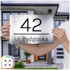Tabliczka Adresowa z Numerem Domu i Nazwą Ulicy - Aluminium 20x30cm oznaczenie posesji, szyld na elewację, srebrna