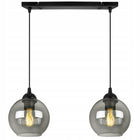Lampa sufitowa wisząca żyrandol szklane kule czarna listwa nad stół wyspę do jadalni kuchni 2x E27 klosze 10 cm do 60 w