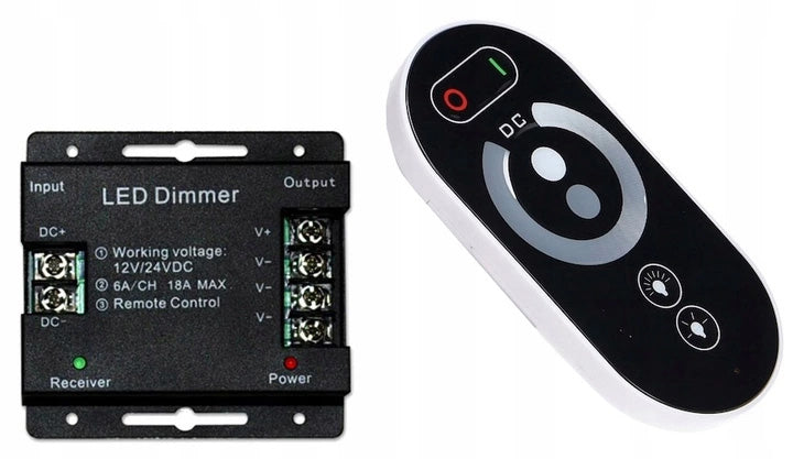 Ściemniacz radiowy RF 12V 216W 18A Touch Pilot led regulator jasności, sterownik oświetlenia, do taśm i pasków