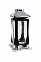 Znicz K-22 Srebrny Nowoczesny Design czerń i Srebro Wysoki 27cm VIP Znicz lampion nagrobny LED na cmentarz, dekoracja