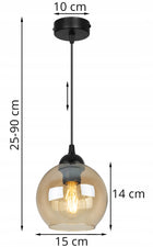 LAMPA SUFITOWA WISZĄCA ŻYRANDOL POJEDYNCZA SZKLANA KULA DO KUCHNI SALONU oprawa oświetleniowa czarna, gwint E27