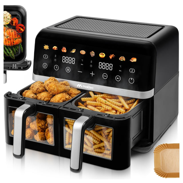 Frytkownica beztłuszczowa 10l AIR fryer frytownica dwukomorowa 2800W tacki czarny