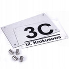 Tabliczka z numerem domu oznaczenie adresowe, szyld posesji, aluminiowa srebrna 32x21 cm, grubość 3 mm