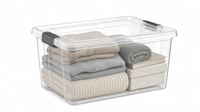 Pojemnik do przechowywania 30l pokrywa klipsy przezroczysty 49x34,8x25,4cm plastikowe pudełko organizer na akcesoria i drobiazgi