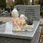 Znicz anioł z doniczką 3w1 nagrobna Aniołek Złoty latarenka Donica na grób lampion cmentarny, dekoracja na Wszystkich