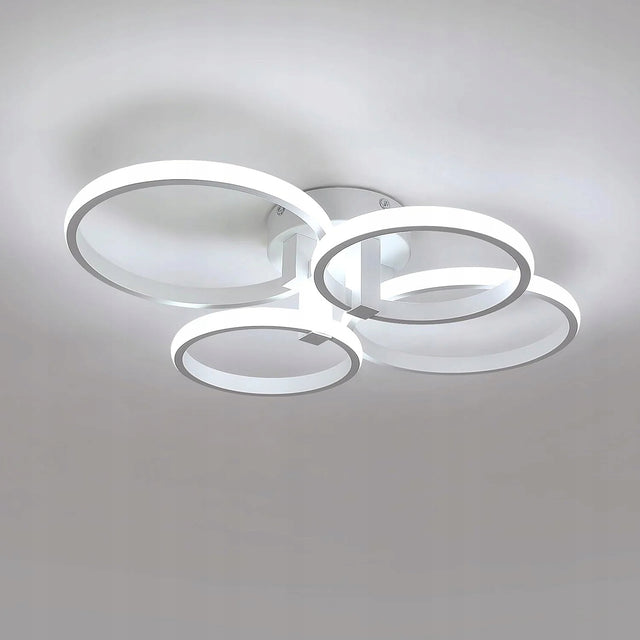 Lampa sufitowa LED wisząca biały żyrandol ring nowoczesna salonu 48W 6500K oświetlenie do wnętrz, 4 punkty światła, aluminium, 58 cm