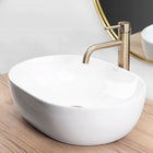 Umywalka nablatowa biała owalna duża biała REA lisa white głęboka 49cm ceramiczna misa łazienkowa z otworem na baterię