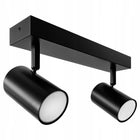 Oprawa Halogenowa 2X GU10 Lampa Sufitowa Natynkowa Ruchoma SPOT Kinkiet czarna prostokątna listwa z reflektorami do