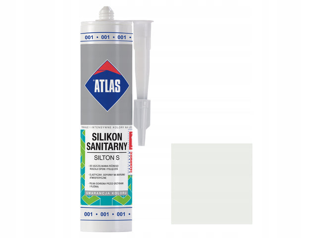 Atlas silikon sanitarny silton S biały 001 280ml uszczelniacz do łazienki, kabiny prysznicowej, wanny i umywalki