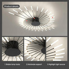 Lampa sufitowa LED żyrandol czarna wisząca do salonu nowoczesna 4500K 42W oprawa oświetleniowa metalowa 128 cm z