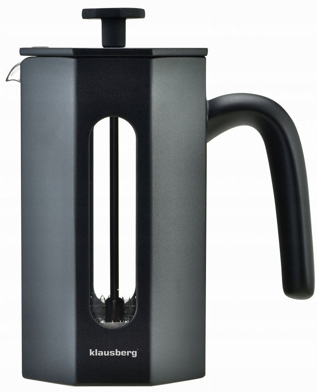 Tłokowy Zaparzacz do kawy herbaty 800ml dzbanek French Press klausberg praska francuska, stalowa, czarna, można myć w zmywarce