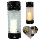 Znicz szklany Crystal bezbarwny czarny z wkładem 29 cm lampion nagrobny parafinowy na cmentarz