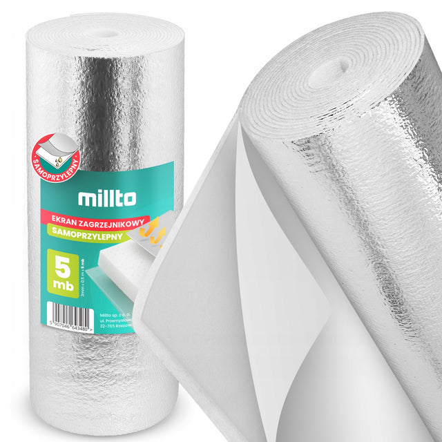 Ekran zagrzejnikowy samoprzylepny 5m Mata Aluminiowa Pianka Izolacyjna GO-M 500 mm /Wzór