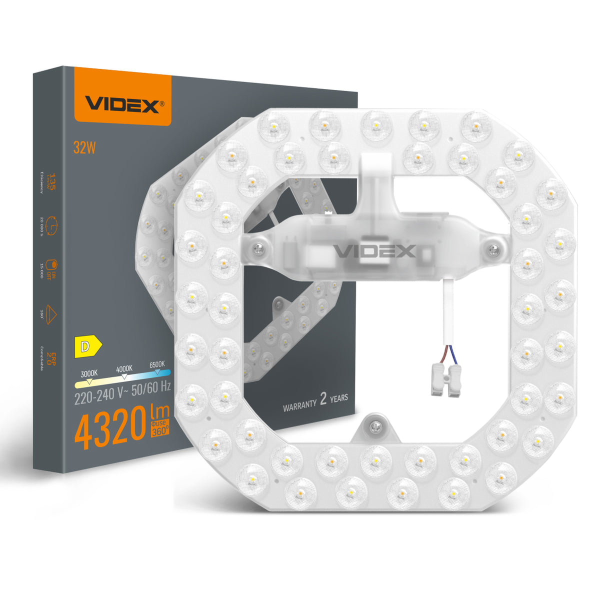 Moduł LED Wymienne źródło LED do lamp 32W videx VL-MLC-32C 3000-4000-6500K okrągły zamiennik do oprawy, 4320 lm