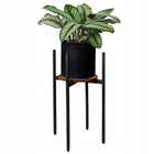 Kwietnik stojący metalowy stojak na kwiaty DĄB rustykalny loft 62 cm beżowy, czarny