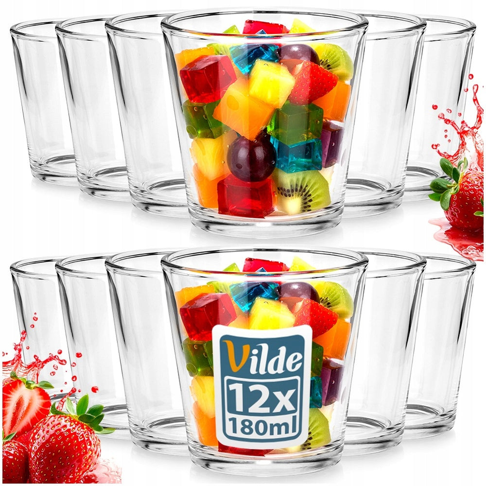 12x Pucharki SZKLANE na lody desery przekąski przystawki fingerfood 180 ml miseczki deserowe, bezbarwne, można myć w