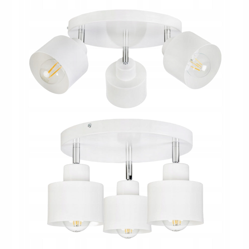 LAMPA WISZĄCA SUFITOWA PLAFON ŻYRANDOL RUCHOMY LOFT KUBEK 3xE27 BIAŁA LOFT oprawa metalowa do salonu i kuchni, 3 źródła