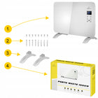 GRZEJNIK ELEKTRYCZNY konwektorowy SZKLANY PANEL energooszczędny 1000W WiFi 600 mm 380 mm grzewcza biały
