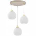 Lampa wisząca sufitowa żyrandol kaszmirowy glamour kule do kuchni salonu oprawa 3-punktowa metalowa beżowa E27 klosze