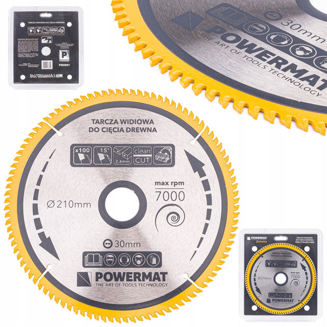 Tarcza widiowa Do Drewna Piły Piła 210 x 30mm 100Z do aluminium, PCV, płyt wiórowych, tworzyw sztucznych i świeżych gałęzi