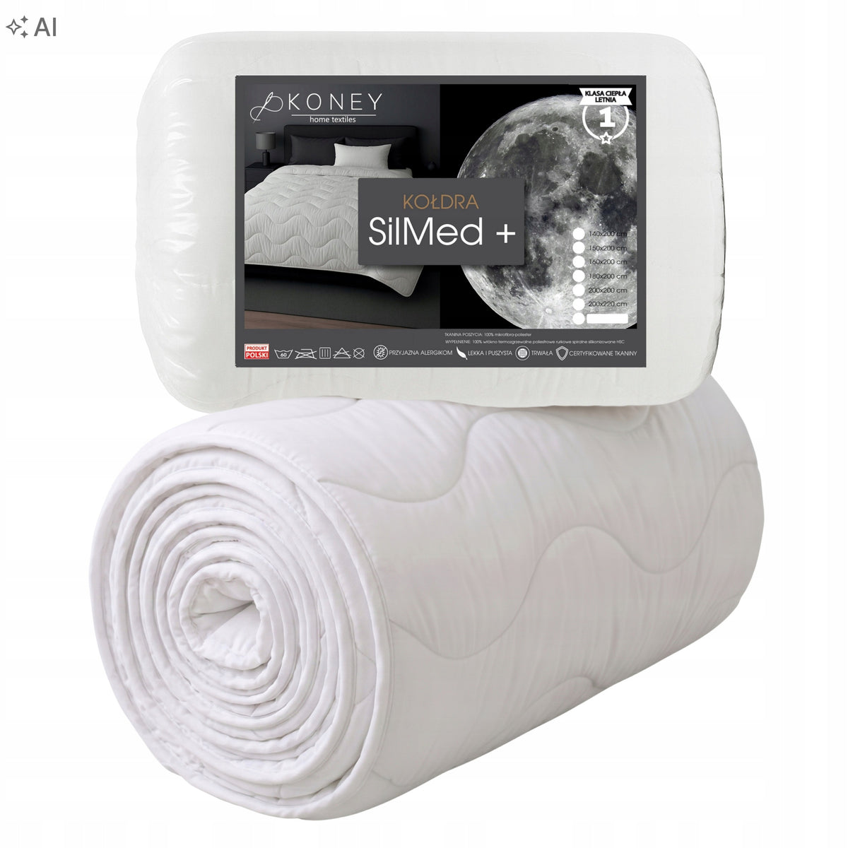 Kołdra Letnia Antyalergiczna 150x200 Lekka Sprężysta Produkt Polski koney do spania, pranie w pralce, wypełnienie