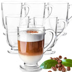 6x SZKLANKI DO KAWY LATTE HERBATY 300ml SZKLANKA KOMPLET Z UCHEM szklane kubki, przezroczyste, można myć w zmywarce