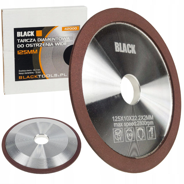 Tarcza 125 mm diamentowa do ostrzenia widii 22.2mm black promo ściernica, węgliki spiekane, ziarno P150 bardzo drobne