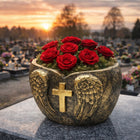 Donica cmentarna serce anioł skrzydła krzyż dekoracja grób doniczka pojemnik na kwiaty nagrobne na cmentarz 16 cm