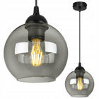 LAMPA SUFITOWA WISZĄCA ŻYRANDOL POJEDYNCZA SZKLANA KULA NOWOCZESNA LOFT oprawa do salonu i jadalni, czarna, gwint E27
