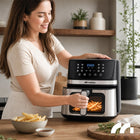 Frytkownica beztłuszczowa frytownica AIR fryer duża 7l mocna 1800W okienko srebrny/szary